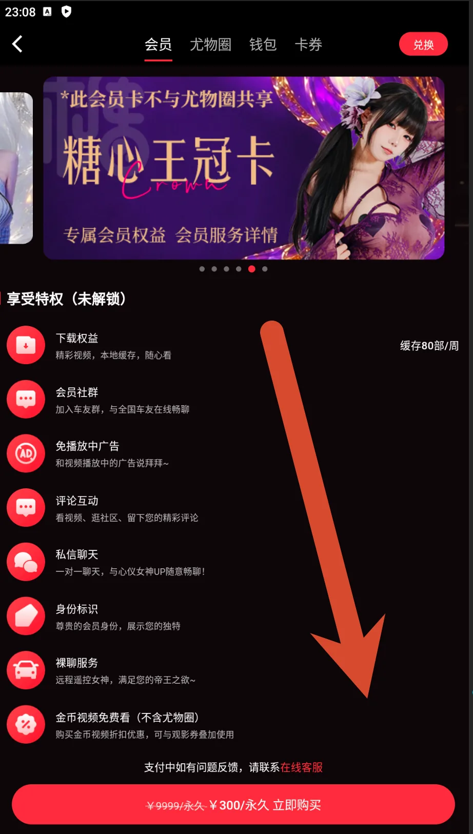 糖心皇冠卡权益和价格截图